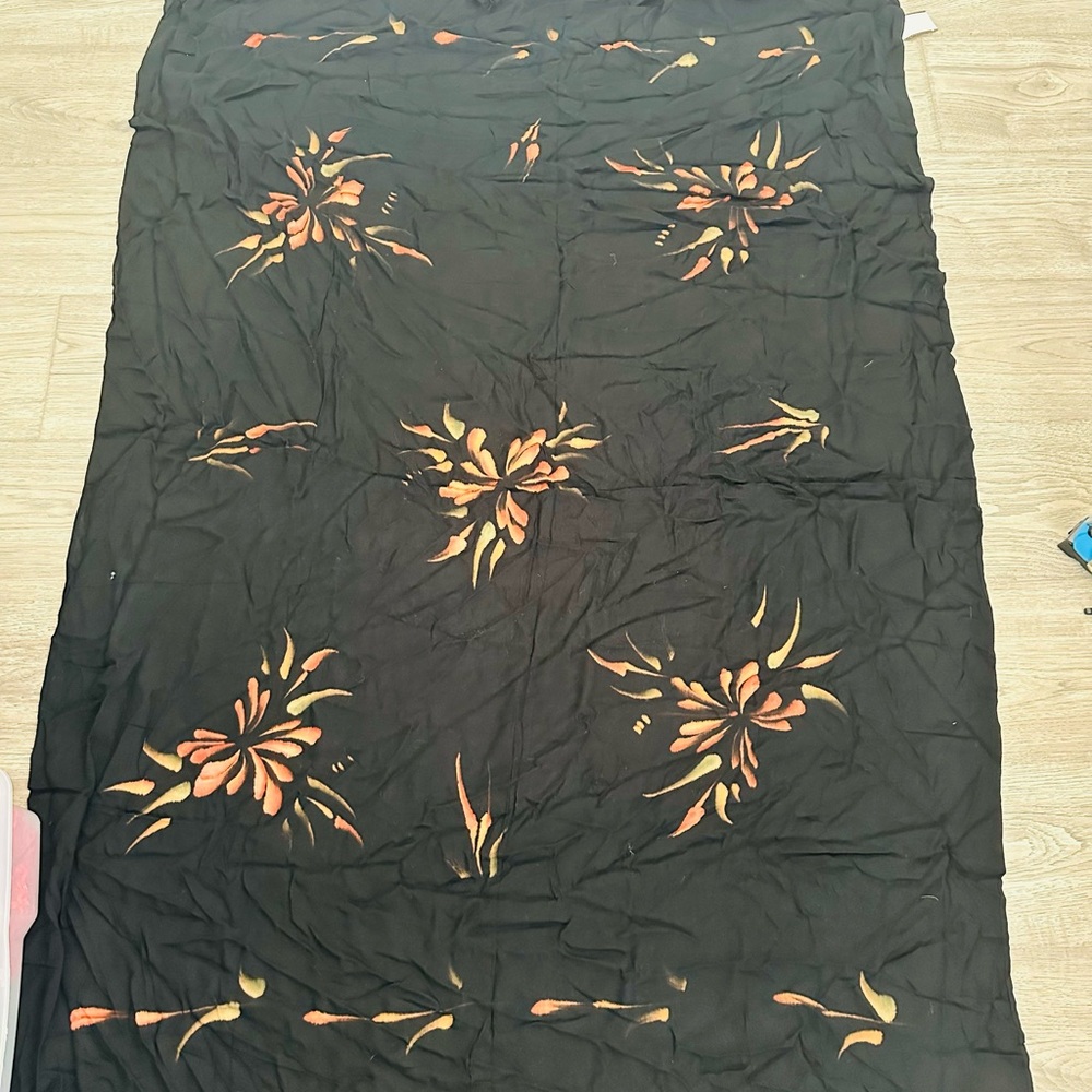 Elegant Black and Orange Floral Sarong